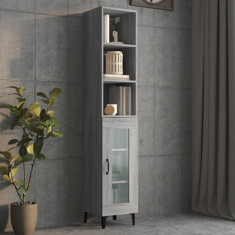 Wandkast 34,5x32,5x90 cm bewerkt hout grijs sonoma eikenkleurig MeubelReus