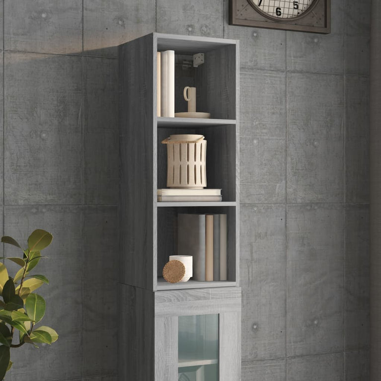 Wandkast 34,5x32,5x90 cm bewerkt hout grijs sonoma eikenkleurig MeubelReus