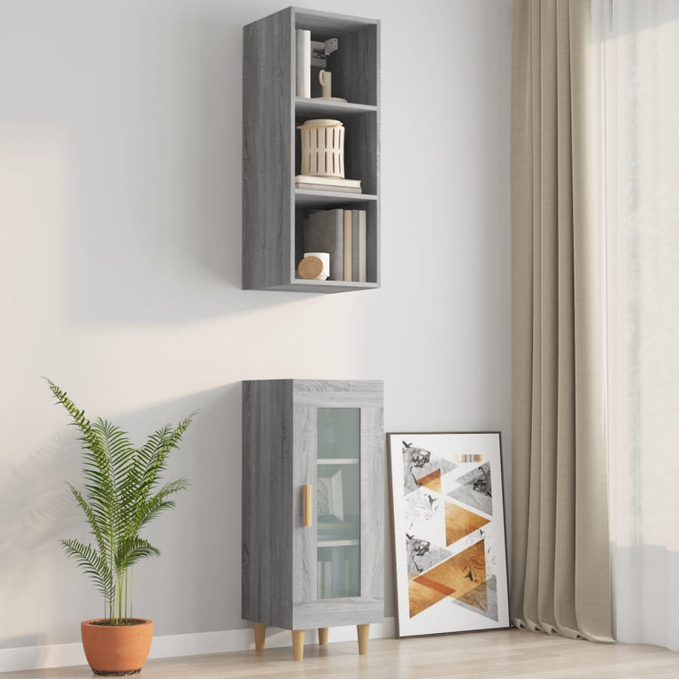 Wandkast 34,5x32,5x90 cm bewerkt hout grijs sonoma eikenkleurig MeubelReus