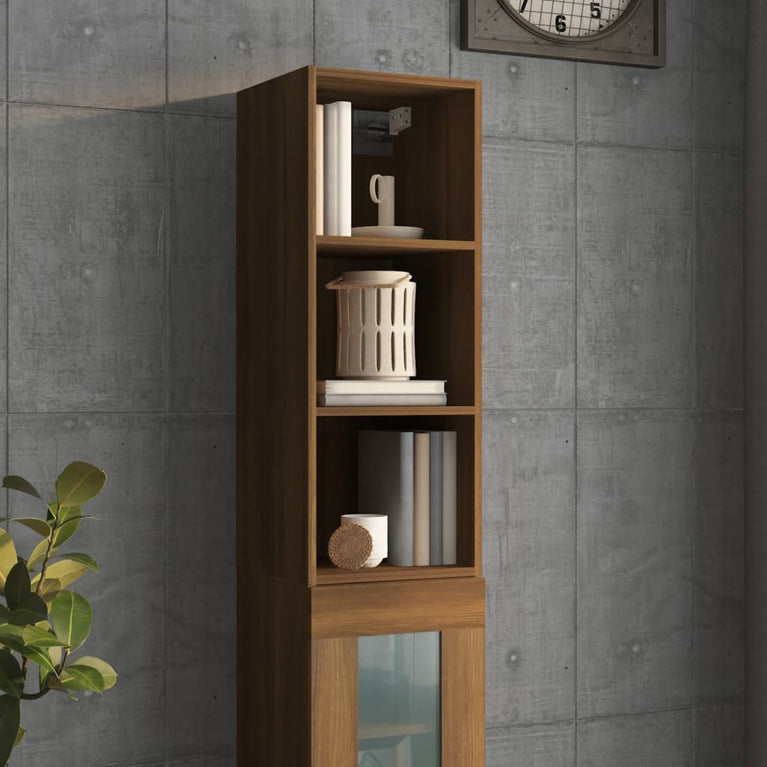 Wandkast 34,5x32,5x90 cm bewerkt hout bruin eikenkleur MeubelReus