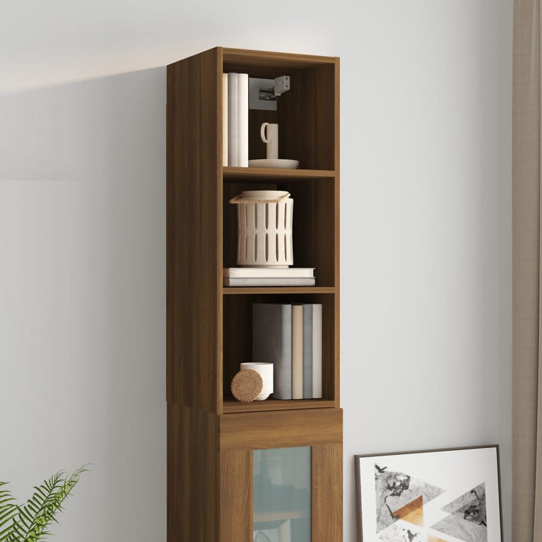 Wandkast 34,5x32,5x90 cm bewerkt hout bruin eikenkleur MeubelReus