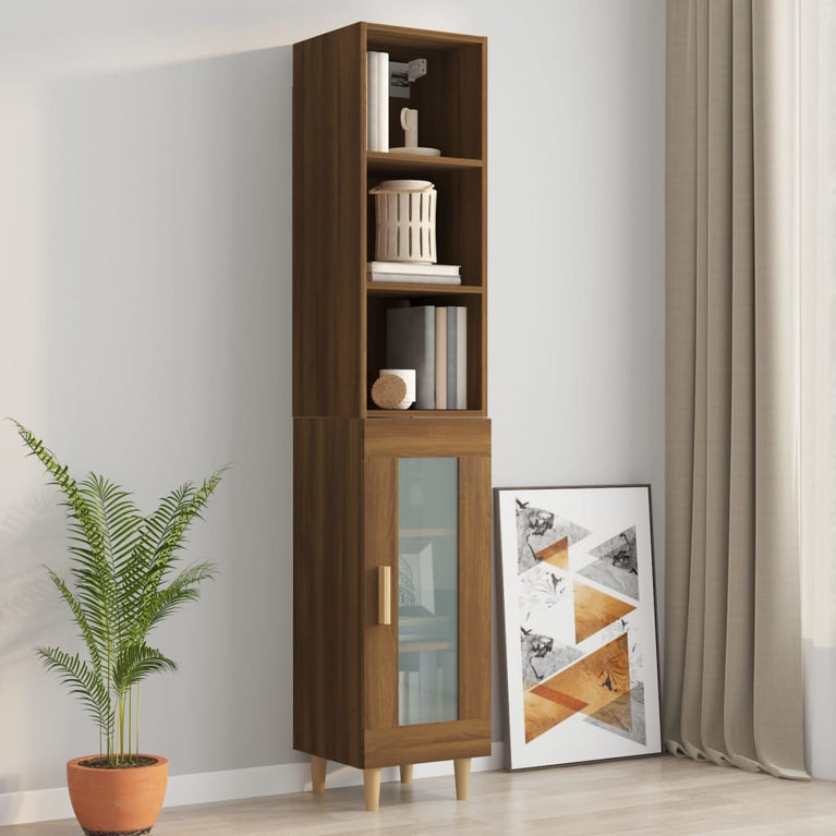 Wandkast 34,5x32,5x90 cm bewerkt hout bruin eikenkleur MeubelReus