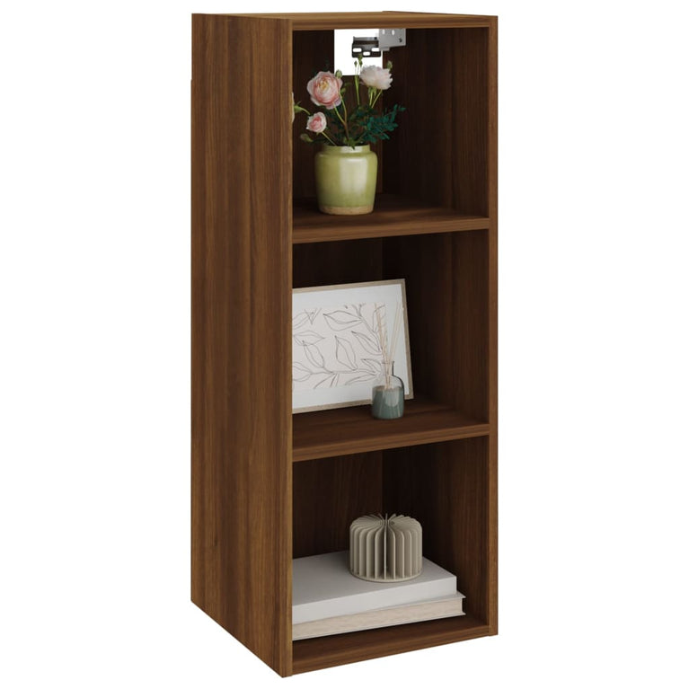Wandkast 34,5x32,5x90 cm bewerkt hout bruin eikenkleur MeubelReus