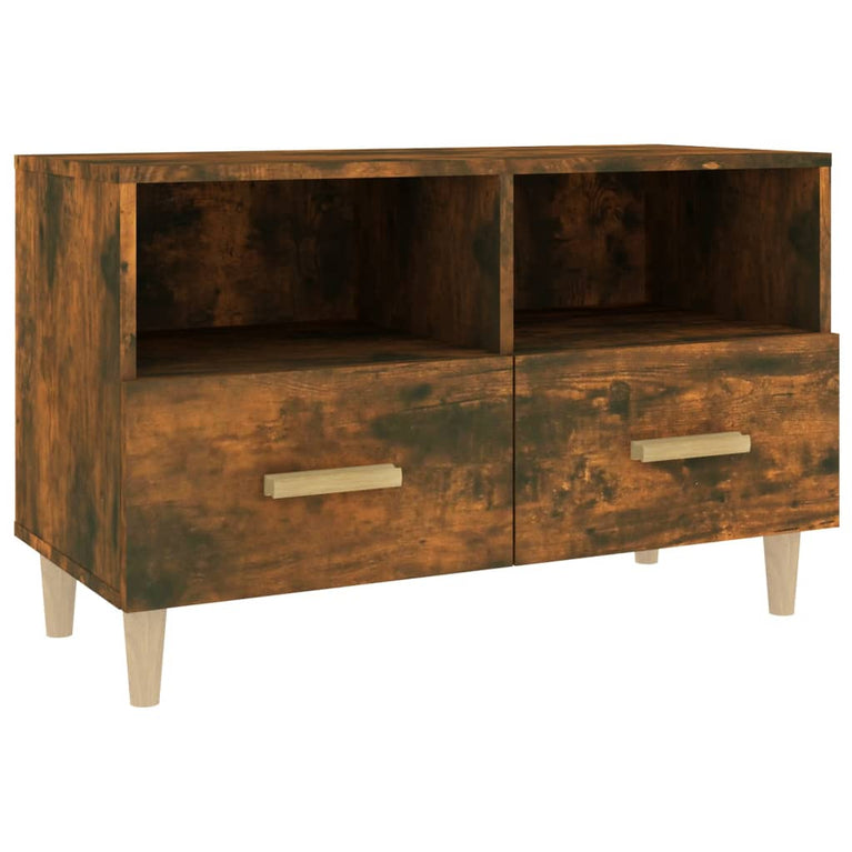 Tv-meubel 80x36x50 cm bewerkt hout gerookt eikenkleurig MeubelReus