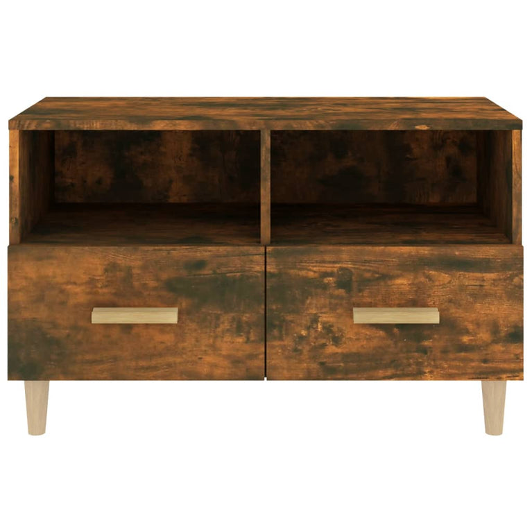 Tv-meubel 80x36x50 cm bewerkt hout gerookt eikenkleurig MeubelReus