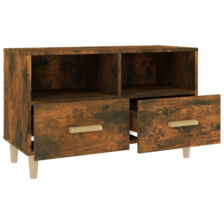 Tv-meubel 80x36x50 cm bewerkt hout gerookt eikenkleurig MeubelReus