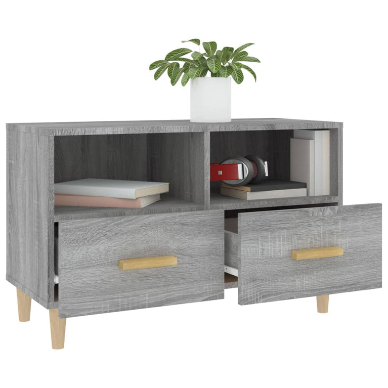 Tv-meubel 80x36x50 cm bewerkt hout grijs sonoma eikenkleurig MeubelReus