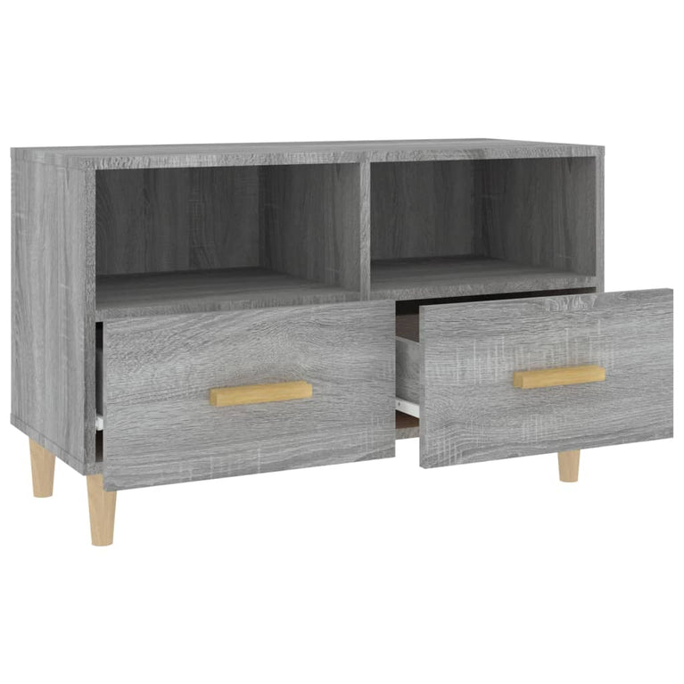 Tv-meubel 80x36x50 cm bewerkt hout grijs sonoma eikenkleurig MeubelReus