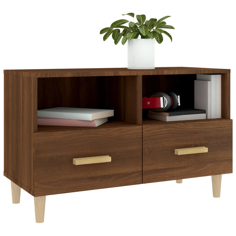 Tv-meubel 80x36x50 cm bewerkt hout bruin eikenkleur MeubelReus