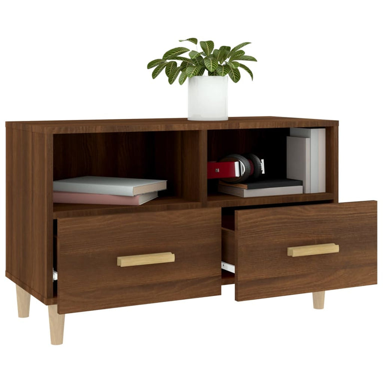 Tv-meubel 80x36x50 cm bewerkt hout bruin eikenkleur MeubelReus