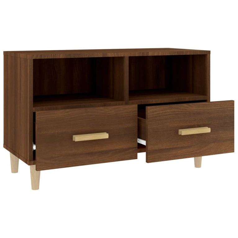 Tv-meubel 80x36x50 cm bewerkt hout bruin eikenkleur MeubelReus
