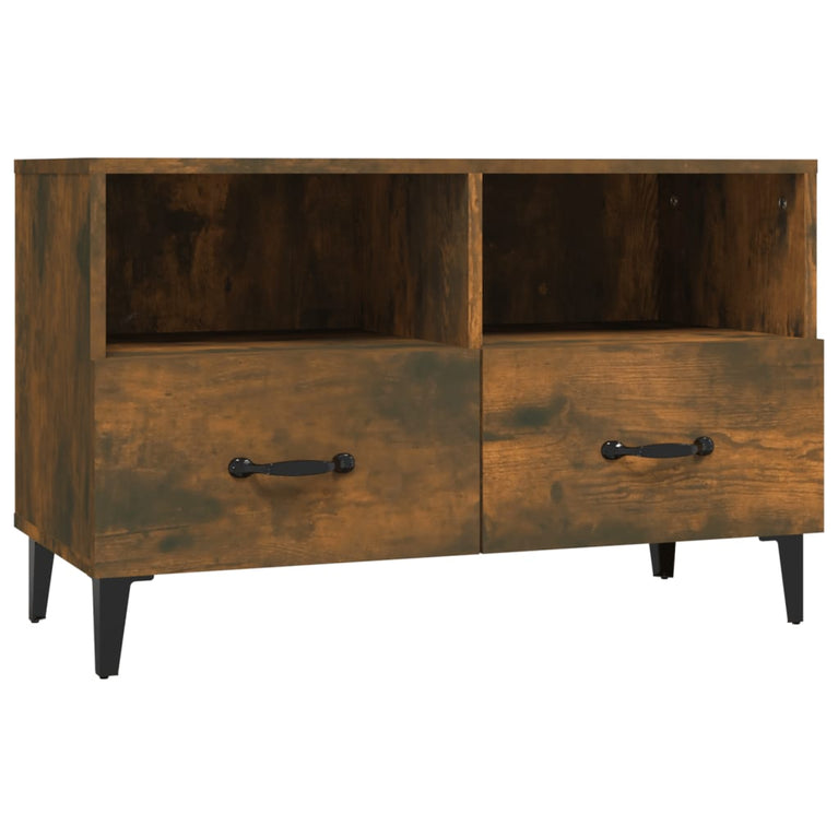 Tv-meubel 80x36x50 cm bewerkt hout gerookt eikenkleurig MeubelReus