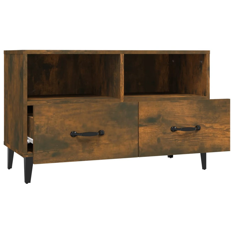 Tv-meubel 80x36x50 cm bewerkt hout gerookt eikenkleurig MeubelReus