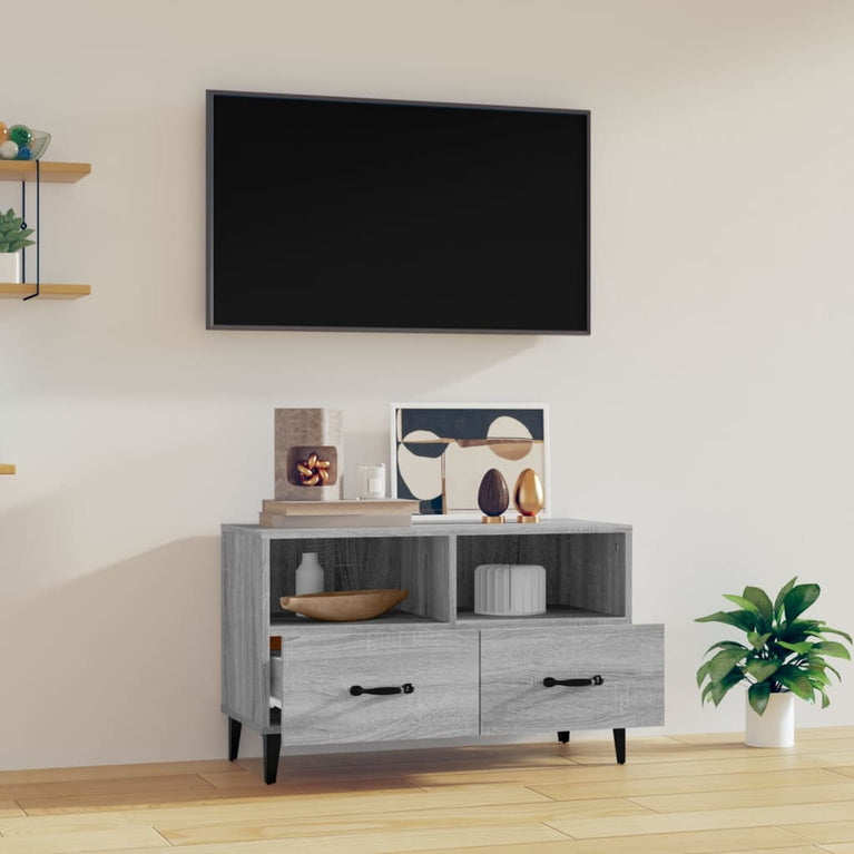 Tv-meubel 80x36x50 cm bewerkt hout grijs sonoma eikenkleurig MeubelReus