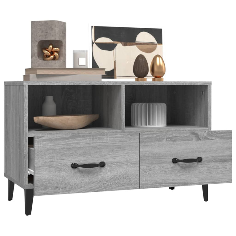 Tv-meubel 80x36x50 cm bewerkt hout grijs sonoma eikenkleurig MeubelReus