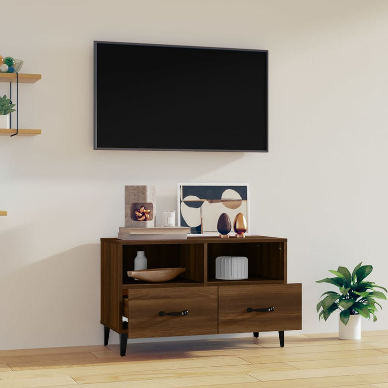 Tv-meubel 80x36x50 cm bewerkt hout bruin eikenkleur MeubelReus