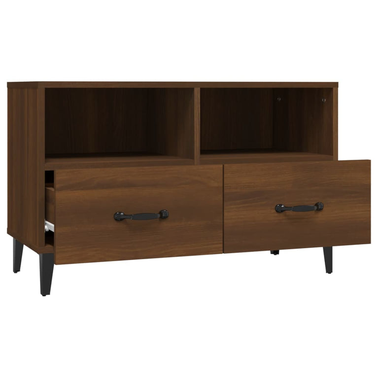 Tv-meubel 80x36x50 cm bewerkt hout bruin eikenkleur MeubelReus