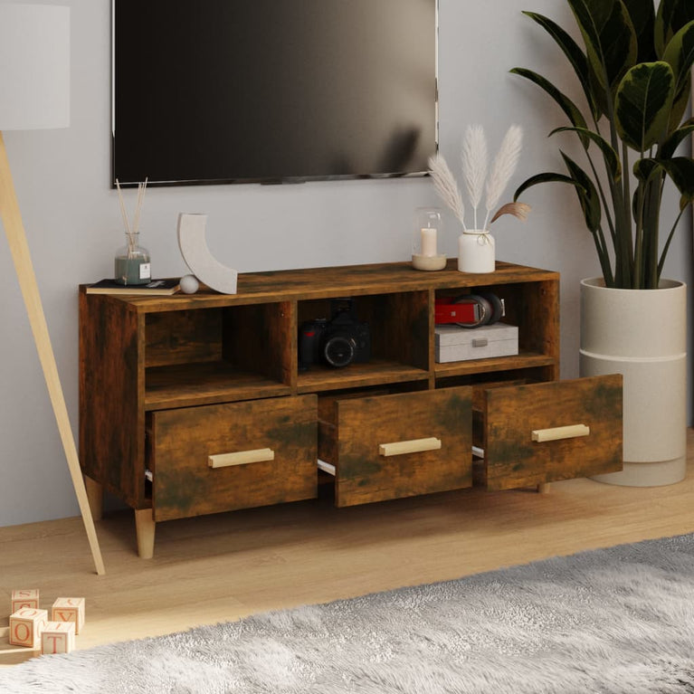 Tv-meubel 102x36x50 cm bewerkt hout gerookt eikenkleurig MeubelReus