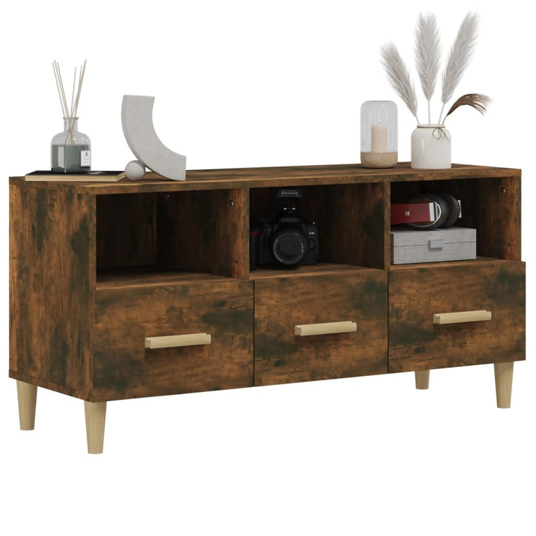 Tv-meubel 102x36x50 cm bewerkt hout gerookt eikenkleurig MeubelReus