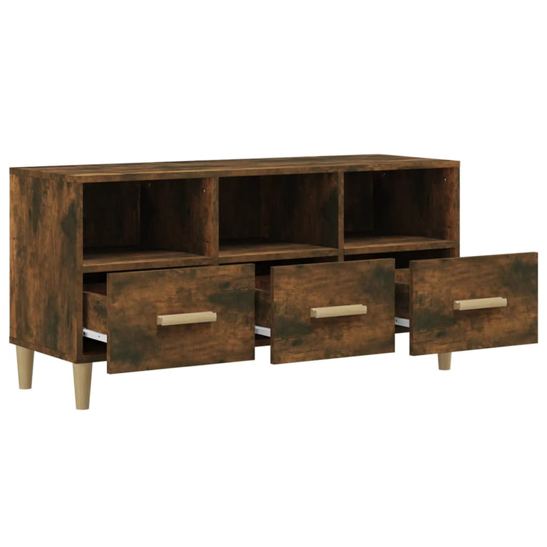 Tv-meubel 102x36x50 cm bewerkt hout gerookt eikenkleurig MeubelReus