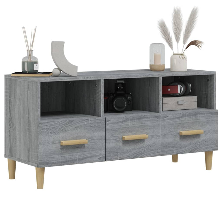 Tv-meubel 102x36x50 cm bewerkt hout grijs sonoma eikenkleurig MeubelReus