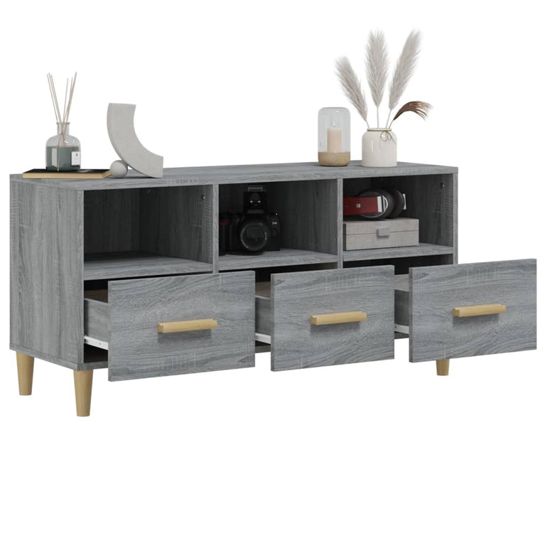 Tv-meubel 102x36x50 cm bewerkt hout grijs sonoma eikenkleurig MeubelReus