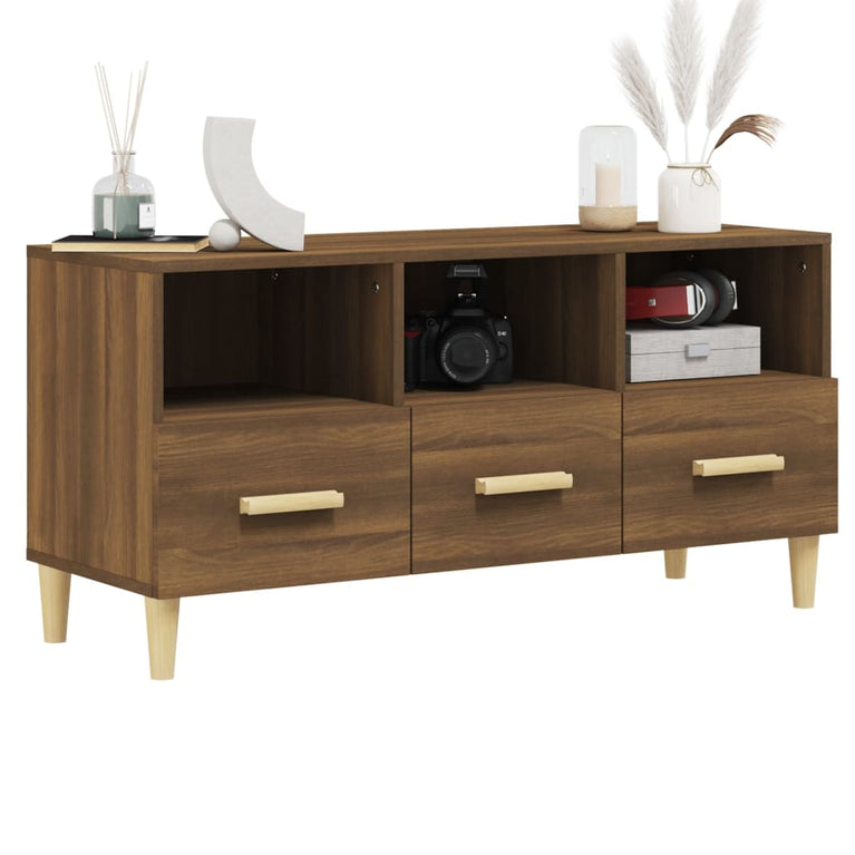 Tv-meubel 102x36x50 cm bewerkt hout bruin eikenkleur MeubelReus