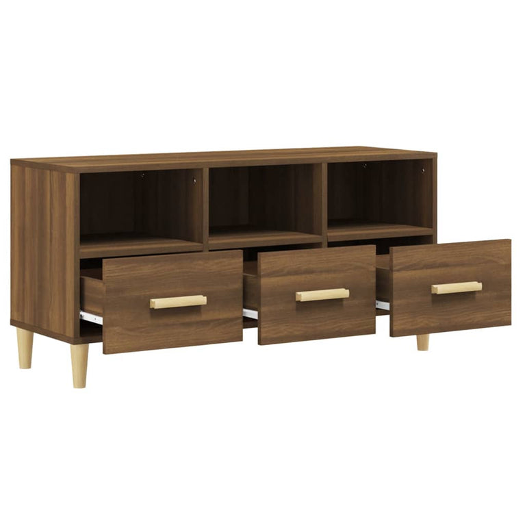 Tv-meubel 102x36x50 cm bewerkt hout bruin eikenkleur MeubelReus