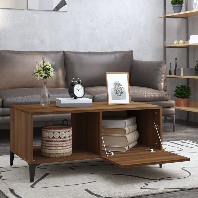 Salontafel 90x50x40 cm bewerkt hout bruin eikenkleur MeubelReus