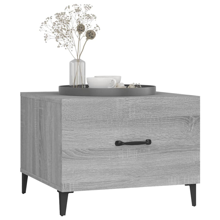 Salontafel met metalen poten 50x50x40 cm grijs sonoma eiken MeubelReus