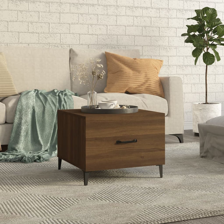 Salontafel met metalen poten 50x50x40 cm bruin eikenkleur MeubelReus