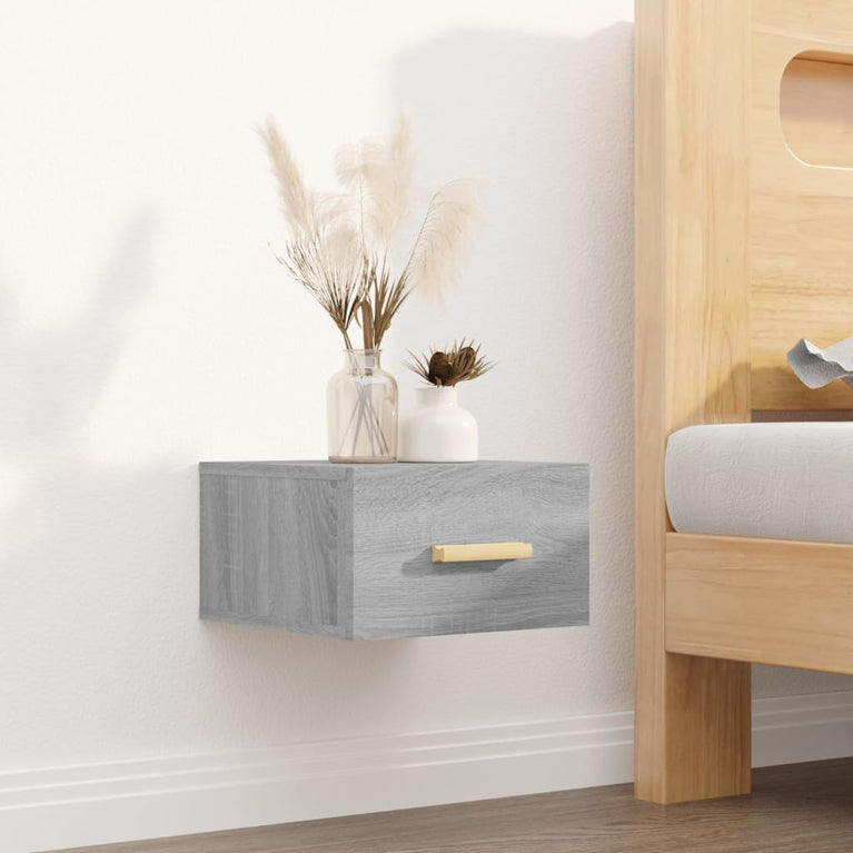 Nachtkastjes 2 st wandgemonteerd 35x35x20 cm grijs sonoma eiken MeubelReus
