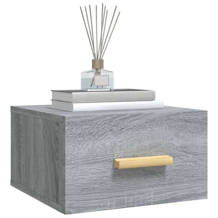 Nachtkastjes 2 st wandgemonteerd 35x35x20 cm grijs sonoma eiken MeubelReus