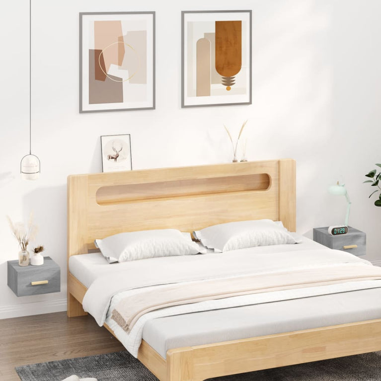 Nachtkastjes 2 st wandgemonteerd 35x35x20 cm grijs sonoma eiken MeubelReus