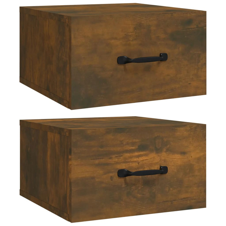 Nachtkastjes 2 st wandgemonteerd 35x35x20 cm gerookt eikenkleur MeubelReus