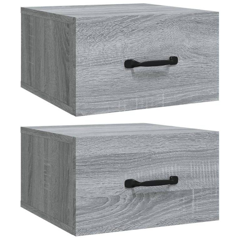 Nachtkastjes 2 st wandgemonteerd 35x35x20 cm grijs sonoma eiken MeubelReus