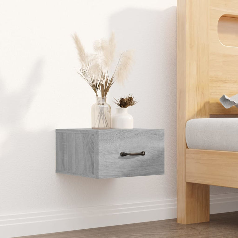 Nachtkastjes 2 st wandgemonteerd 35x35x20 cm grijs sonoma eiken MeubelReus