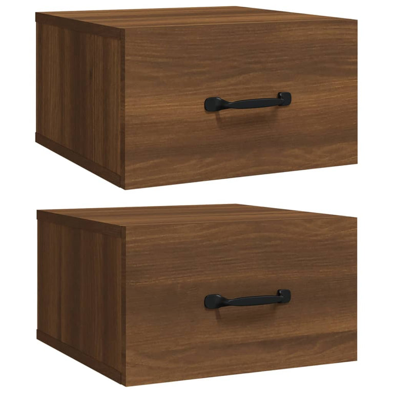 Nachtkastjes 2 st wandgemonteerd 35x35x20 cm bruin eikenkleur MeubelReus