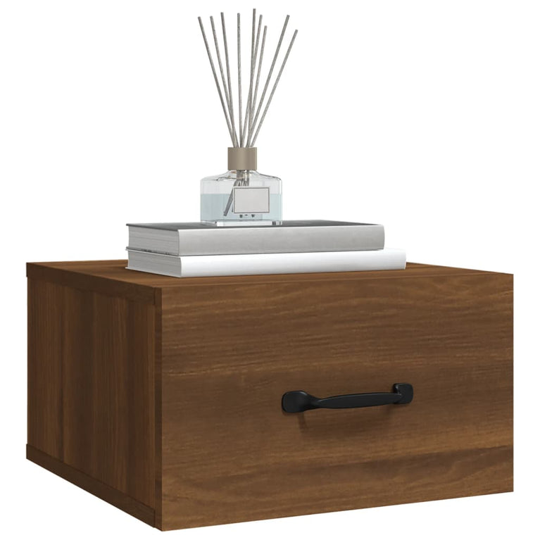 Nachtkastjes 2 st wandgemonteerd 35x35x20 cm bruin eikenkleur MeubelReus