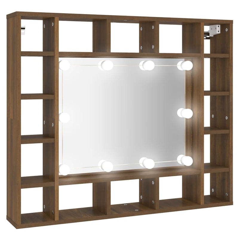 Spiegelkast met LED-verlichting 91x15x76,5 cm bruineikenkleurig MeubelReus