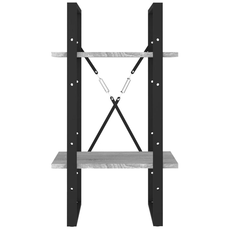 Boekenkast 2-laags 40x30x70 cm bewerkt hout grijs sonoma eiken MeubelReus