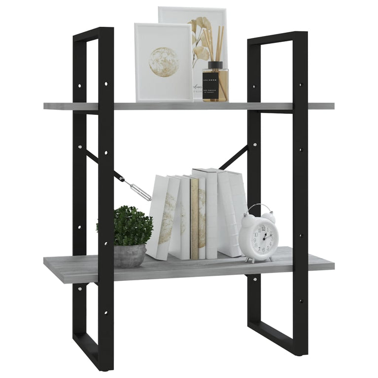 Boekenkast 60x30x70 cm bewerkt hout grijs sonoma eikenkleurig MeubelReus