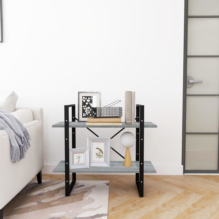 Boekenkast met 2 schappen 80x30x70 cm bewerkt hout grijs sonoma MeubelReus