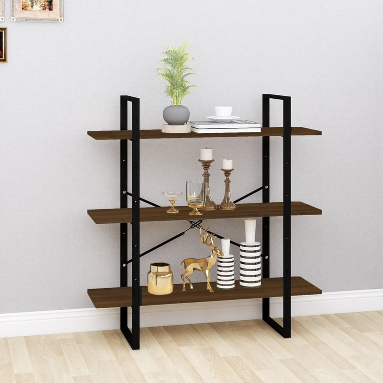 Boekenkast 100x30x105 cm bewerkt hout bruineikenkleurig MeubelReus