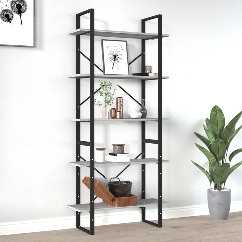 Boekenkast 80x30x175 cm bewerkt hout grijs sonoma eikenkleurig MeubelReus