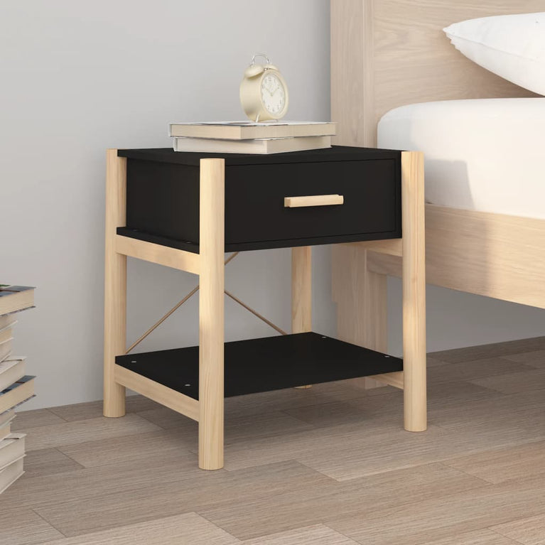 Nachtkastjes 2 st 42x38x45 cm bewerkt hout zwart MeubelReus