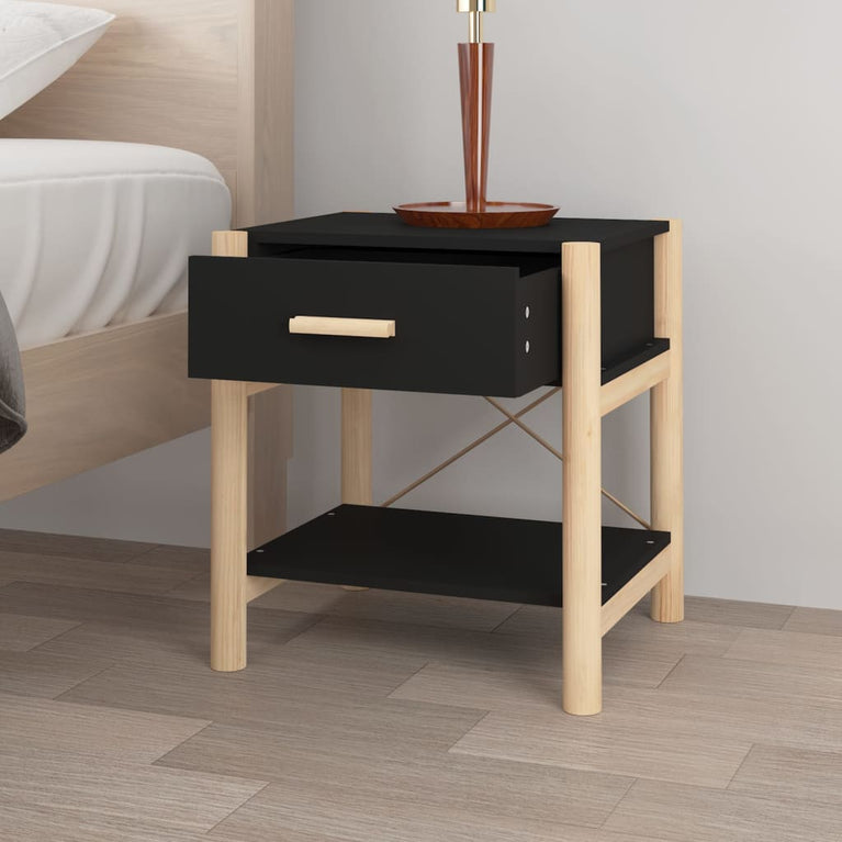 Nachtkastjes 2 st 42x38x45 cm bewerkt hout zwart MeubelReus