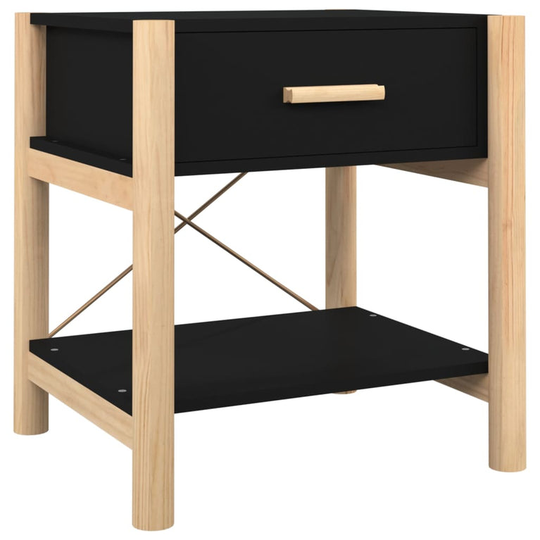 Nachtkastjes 2 st 42x38x45 cm bewerkt hout zwart MeubelReus