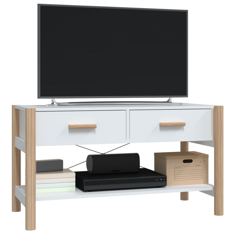 Tv-meubel 82x38x45 cm bewerkt hout wit MeubelReus