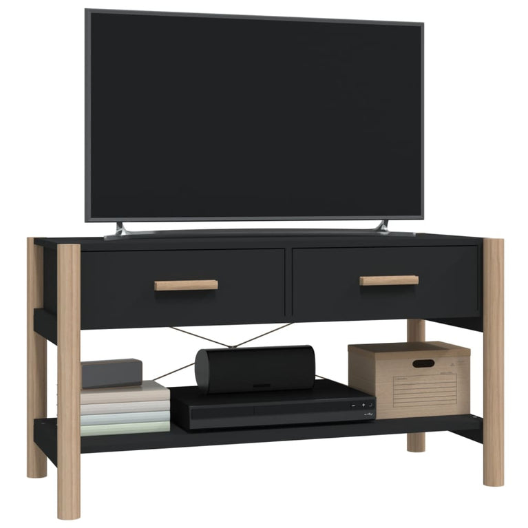 Tv-meubel 82x38x45 cm bewerkt hout zwart MeubelReus